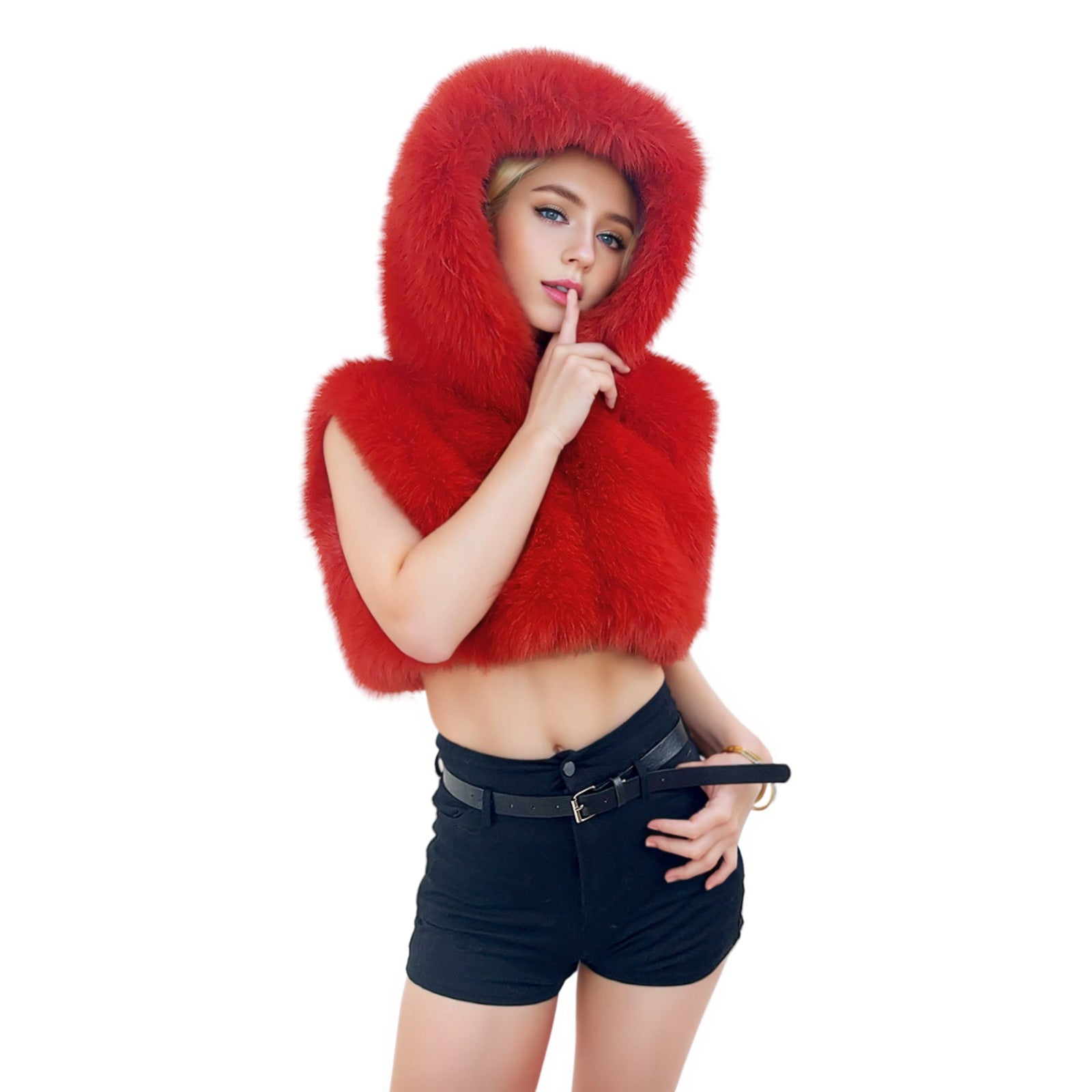 Cozy Faux Fur Hooded Vest Jacket