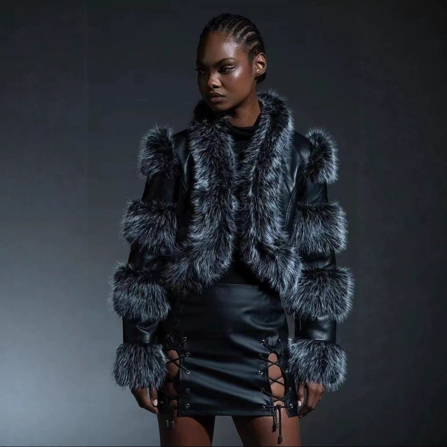 Luxurious Faux Fur-Trimmed Jacket