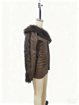 Elegant Dress with Faux Fur Accents