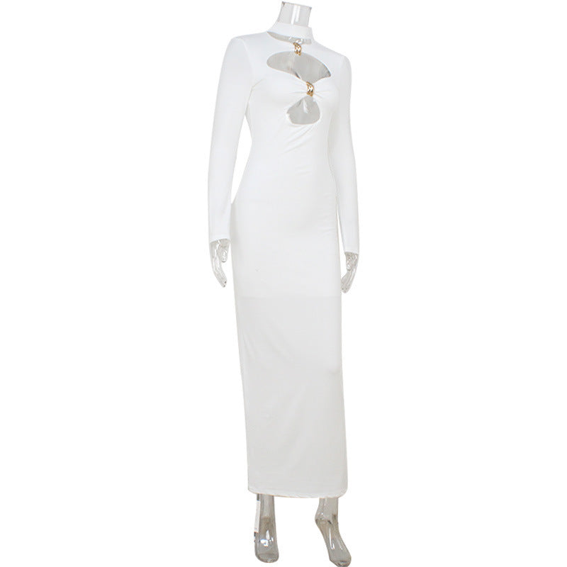 White Cut-Out Bodycon Evening Dress