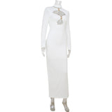 White Cut-Out Bodycon Evening Dress