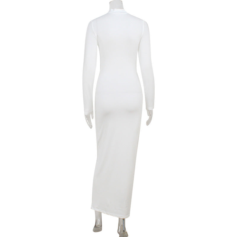 White Cut-Out Bodycon Evening Dress