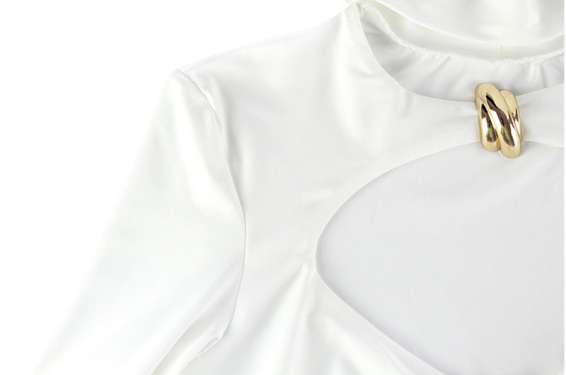 White Cut-Out Bodycon Evening Dress