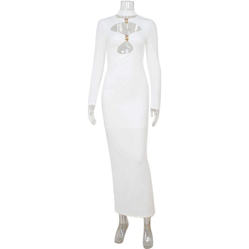 White Cut-Out Bodycon Evening Dress