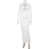 White Cut-Out Bodycon Evening Dress