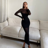 Black Mesh Bodycon Dress