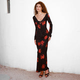 Elegant Black Floral Maxi Dress