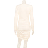 Ruched Bodycon Dress with Draped Neckline