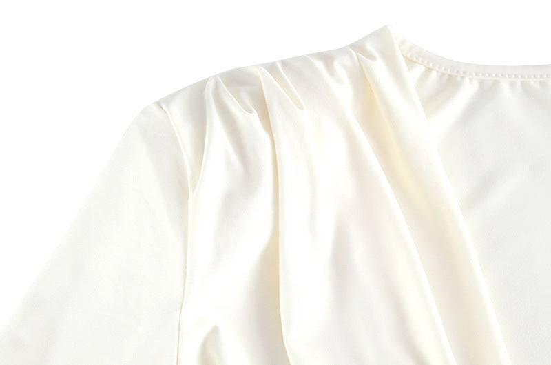 Ruched Bodycon Dress with Draped Neckline