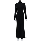 Sleek Black Turtleneck Maxi Dress