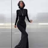 Sleek Black Turtleneck Maxi Dress