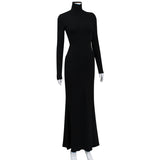 Sleek Black Turtleneck Maxi Dress