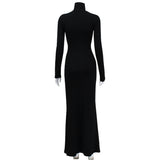 Sleek Black Turtleneck Maxi Dress