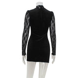 Black Lace Long Sleeve Bodycon Dress