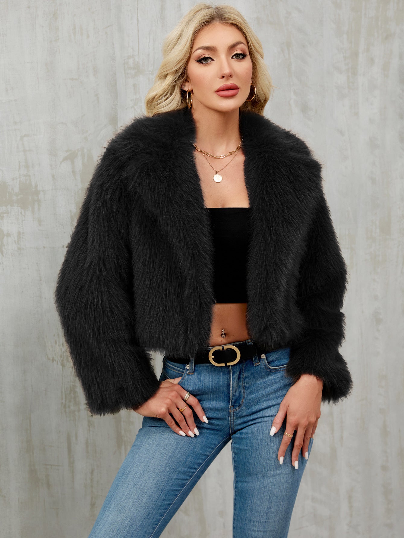 Luxurious Faux Fur Cropped Jacket