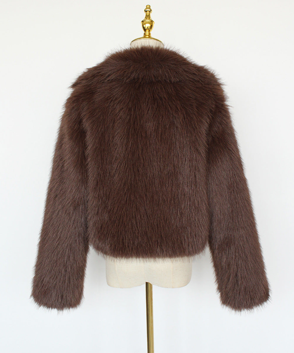 Luxurious Faux Fur Cropped Jacket