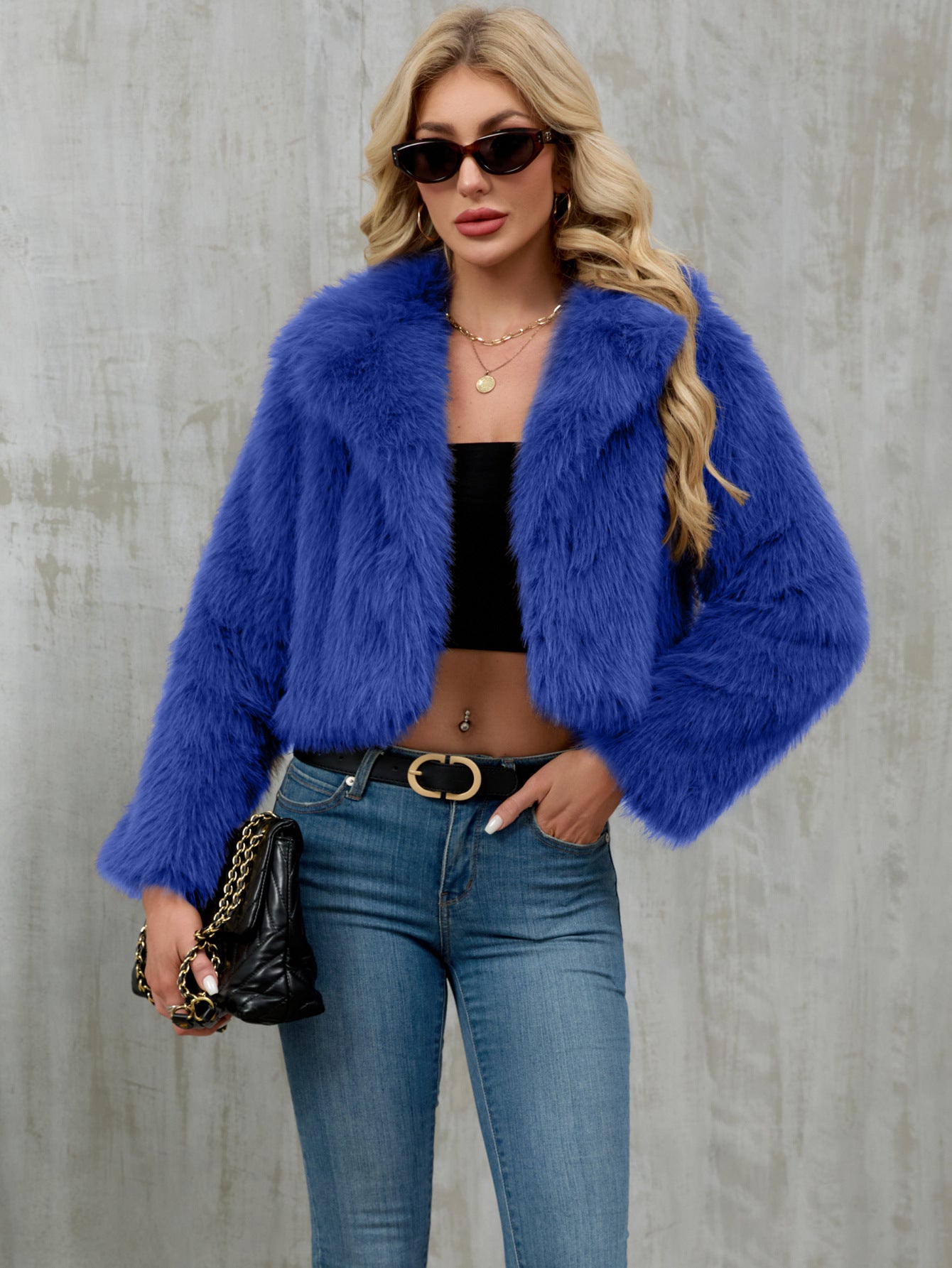 Luxurious Faux Fur Cropped Jacket