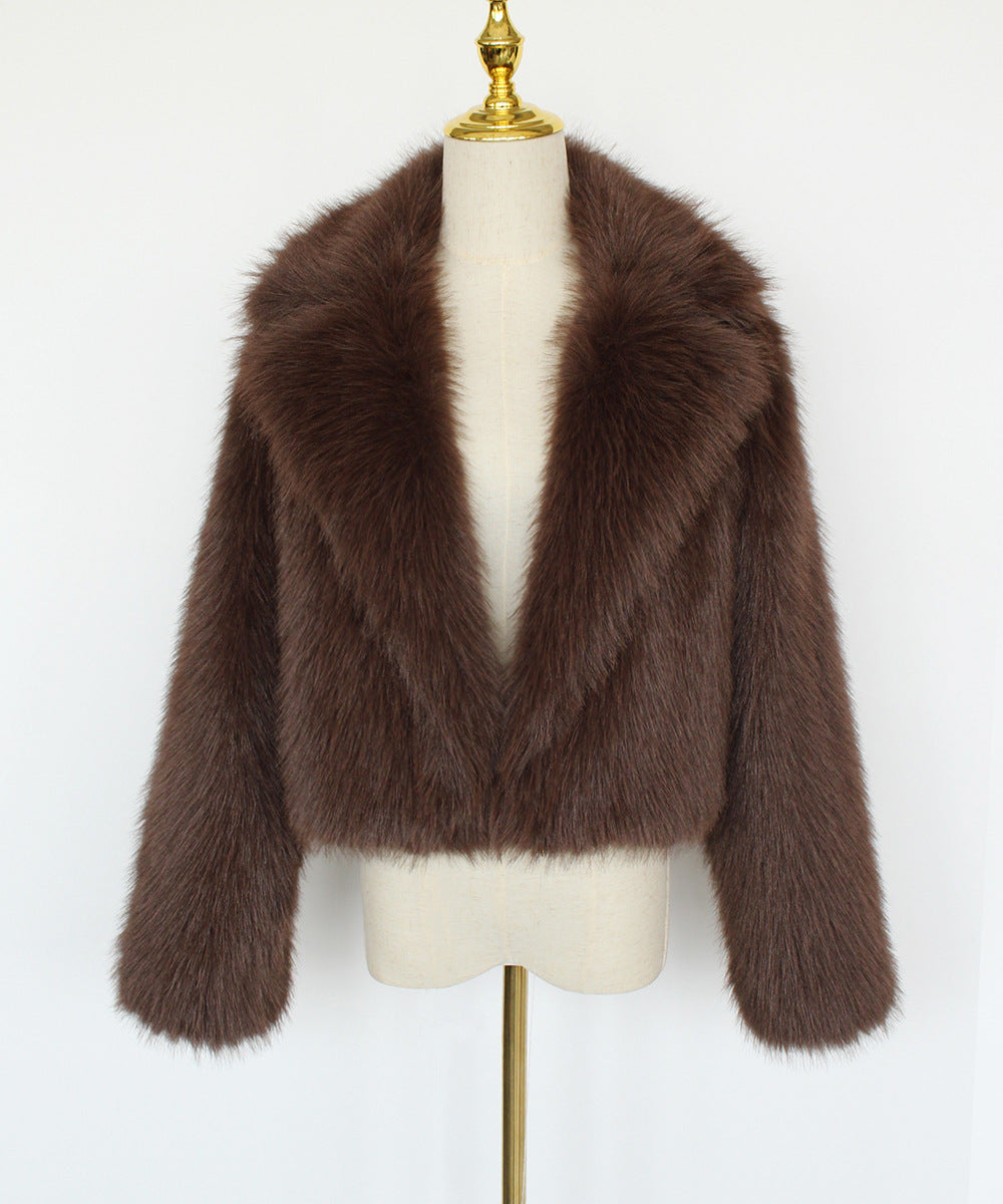 Luxurious Faux Fur Cropped Jacket