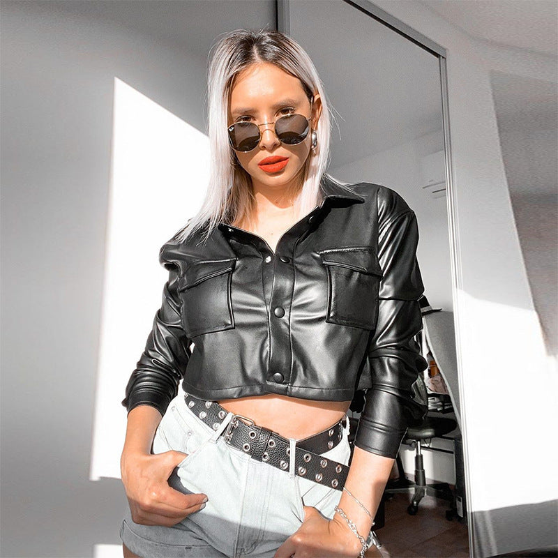 Stylish Faux Leather Casual Jacket