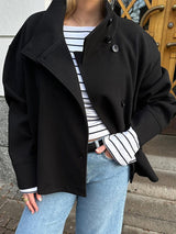 Classic Black Button-Up Coat