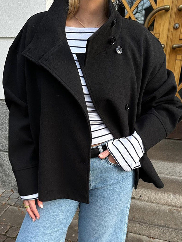 Classic Black Button-Up Coat
