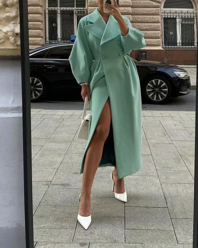 Trench Coat with High Slit