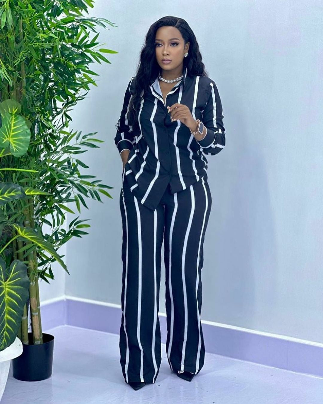 Stylish Striped Pajama Set