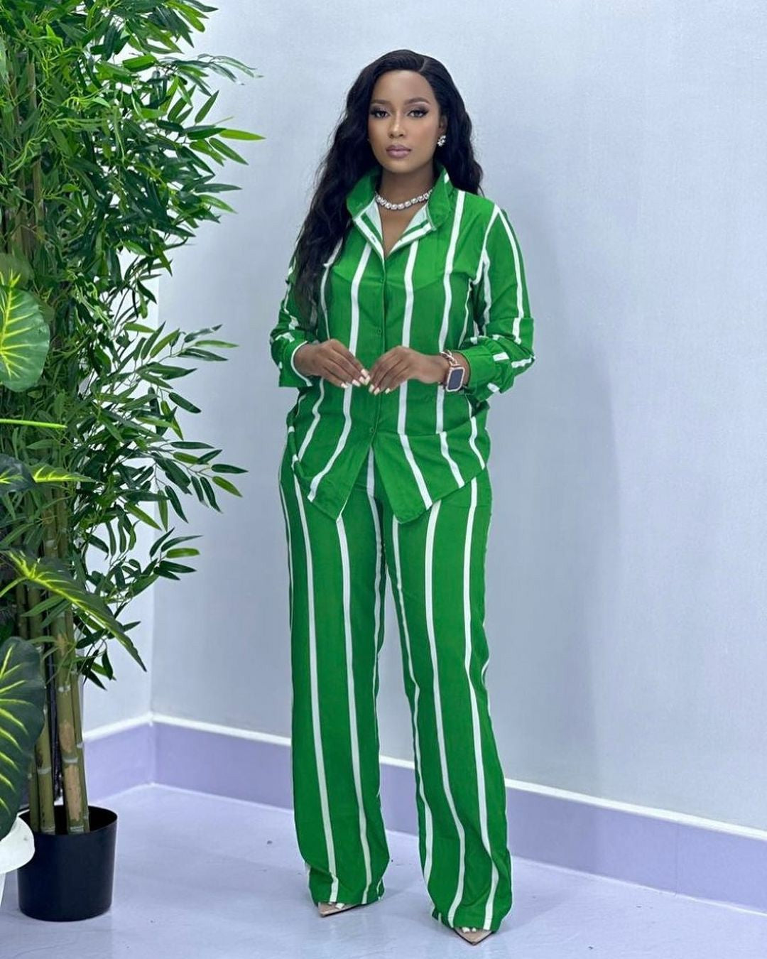Stylish Striped Pajama Set
