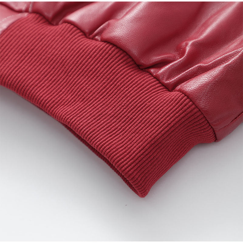 Edgy Red Faux Leather Jacket