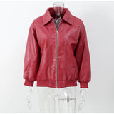 Edgy Red Faux Leather Jacket