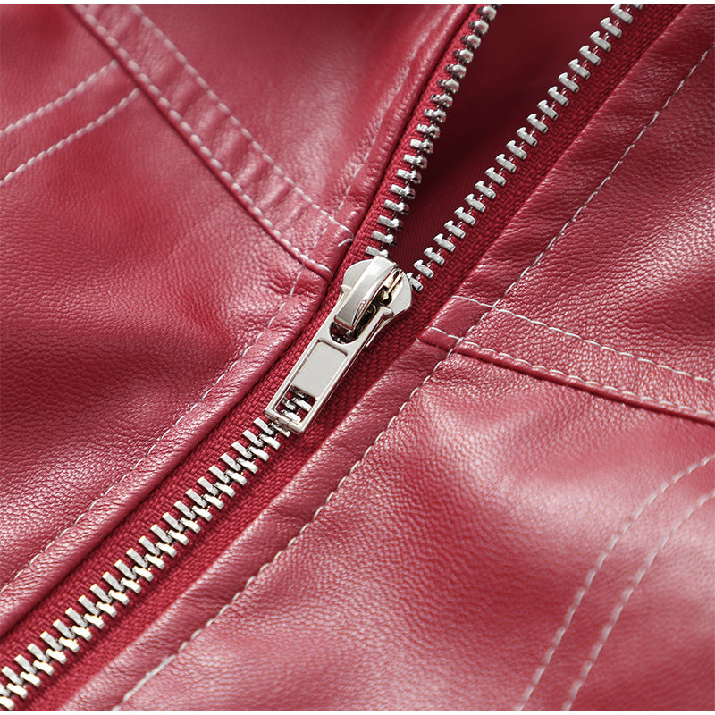 Edgy Red Faux Leather Jacket