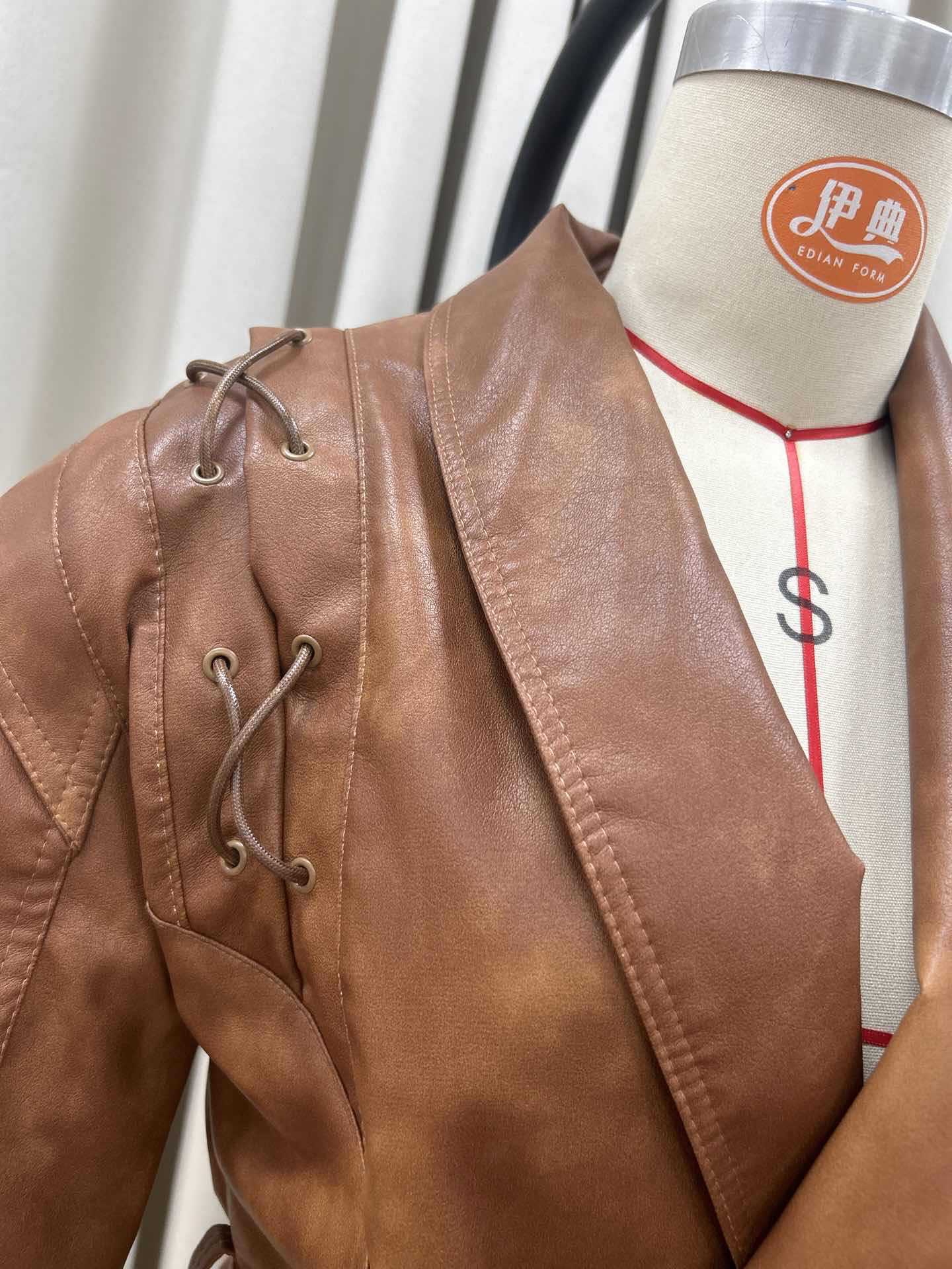 Stylish faux Leather Wrap-Around Jacket