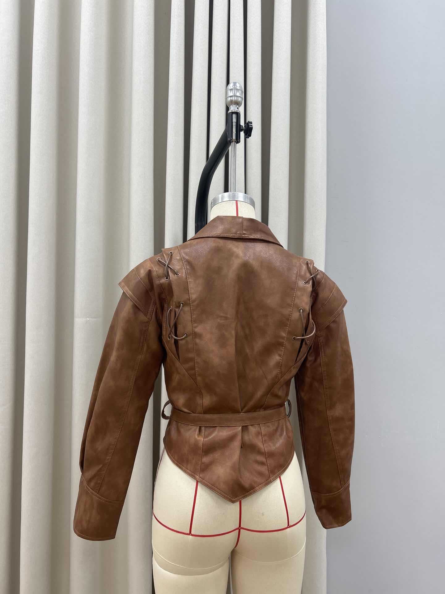 Stylish faux Leather Wrap-Around Jacket