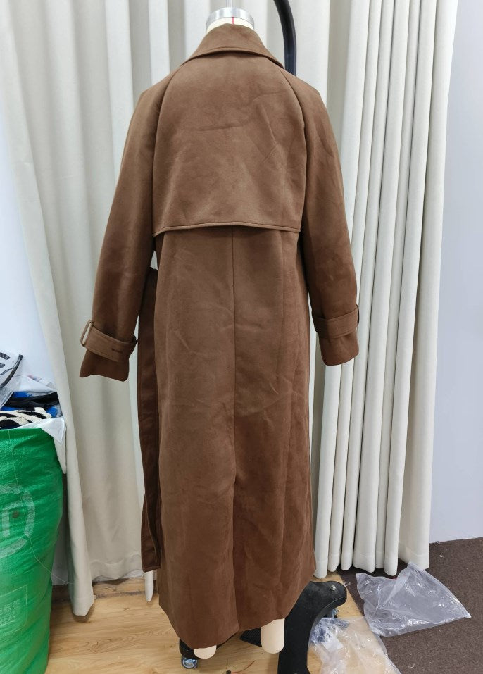 Classic Long Trench Coat with Belt
