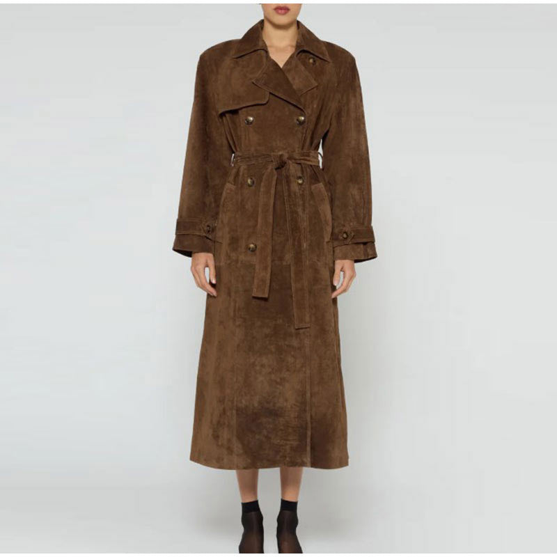 Classic Long Trench Coat with Belt