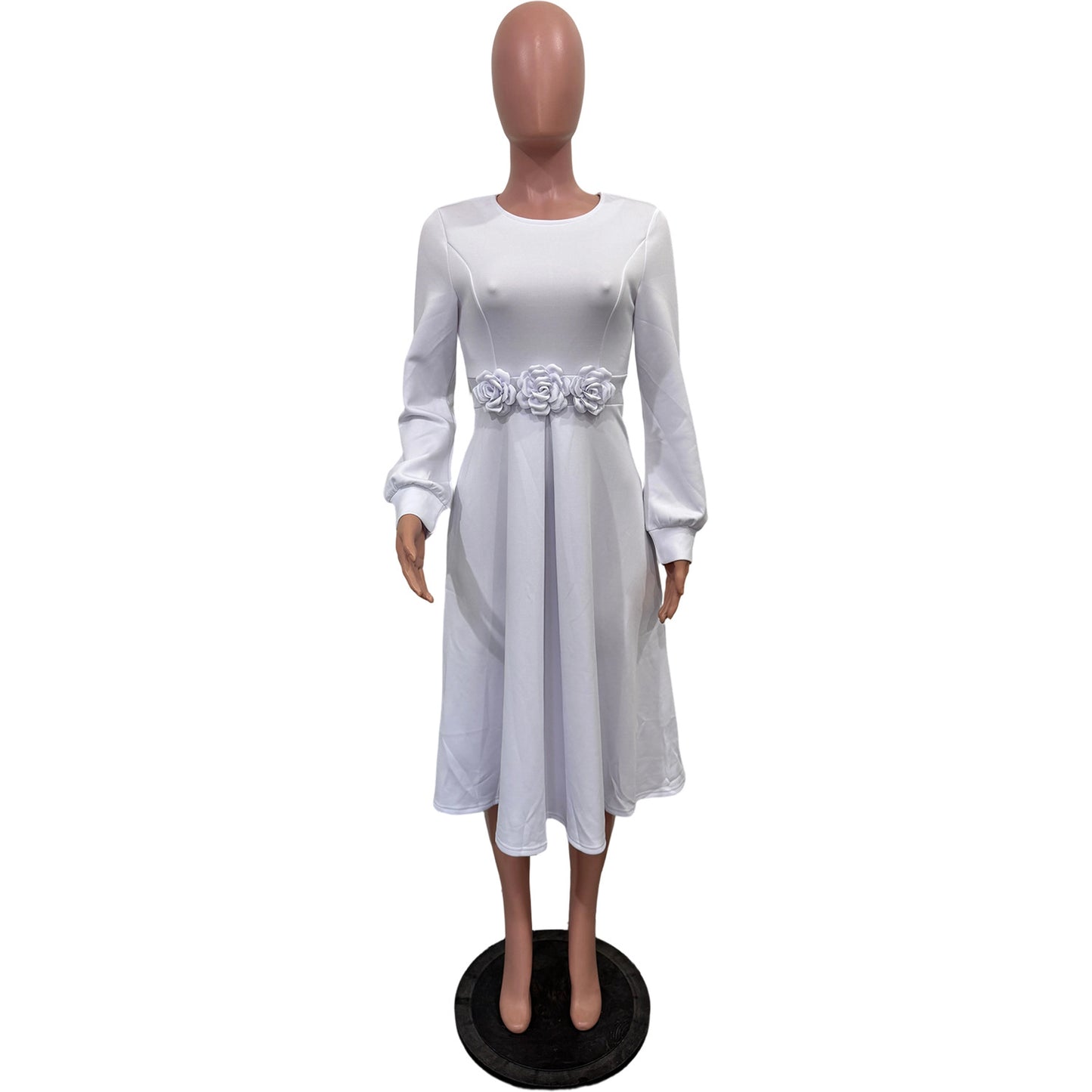 Long Dress with Floral Waist Detail