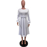 Long Dress with Floral Waist Detail