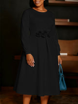 Long Dress with Floral Waist Detail