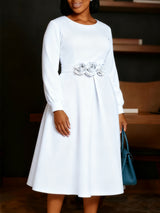 Long Dress with Floral Waist Detail