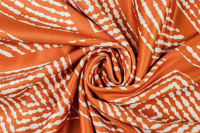 Off-Shoulder Orange Patterned Dress