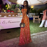 Off-Shoulder Orange Patterned Dress