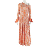 Off-Shoulder Orange Patterned Dress