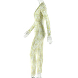 Checkered Jumpsuit with Deep V Neck