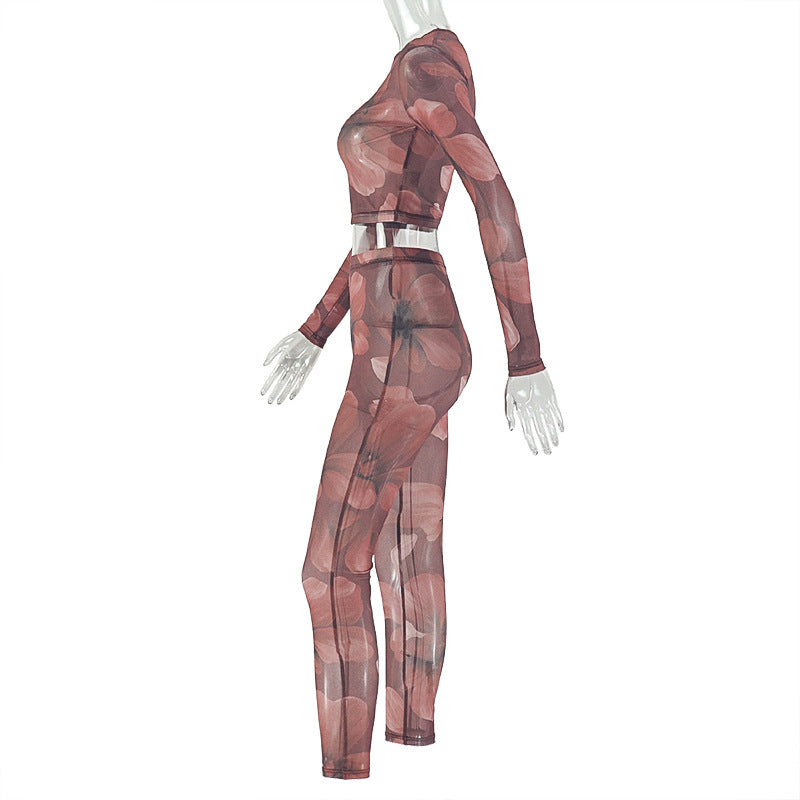 Floral Print Two-Piece with Long Sleeves