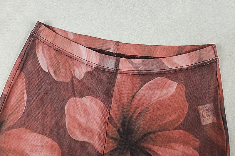 Floral Print Two-Piece with Long Sleeves