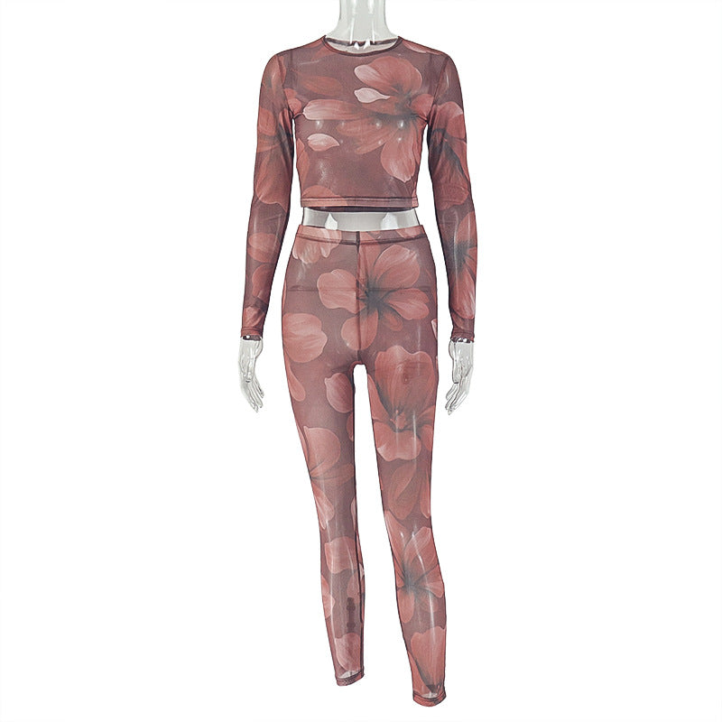 Floral Print Two-Piece with Long Sleeves