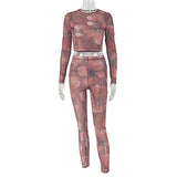 Floral Print Two-Piece with Long Sleeves