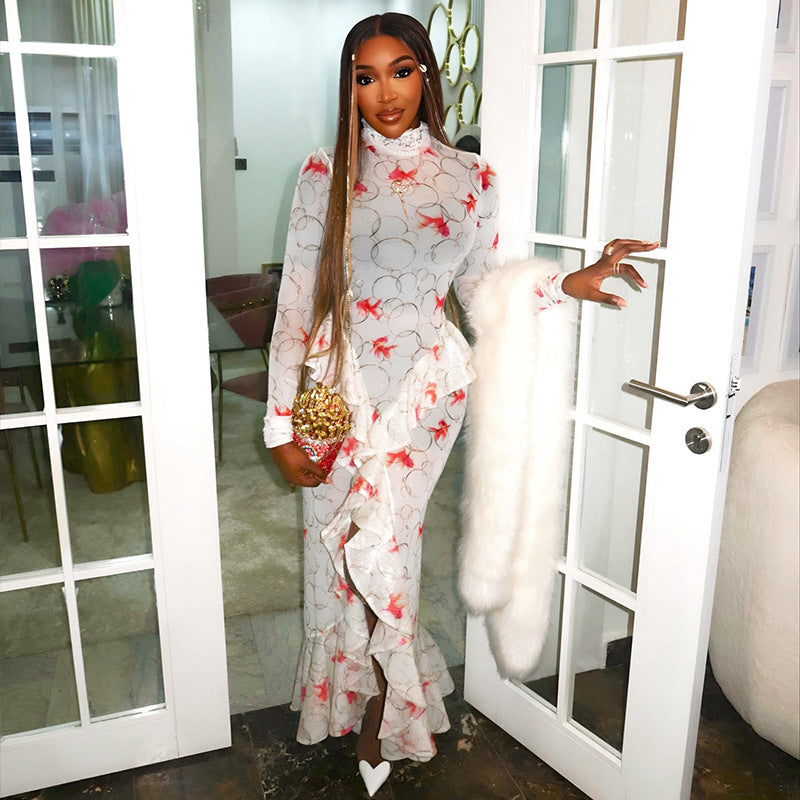 Elegant Floral Ruffle Dress