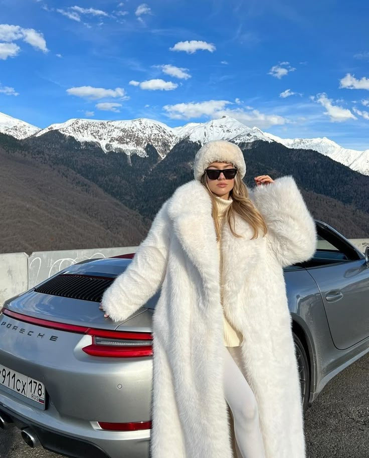 White Faux Fur Winter Coat