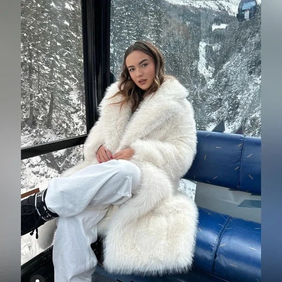 White Faux Fur Winter Coat